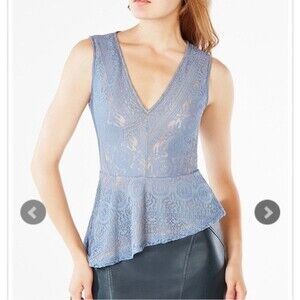 BCBGMaxazria “Avalon” Style Blue Lace Asymmetrical Top- Size XSmall